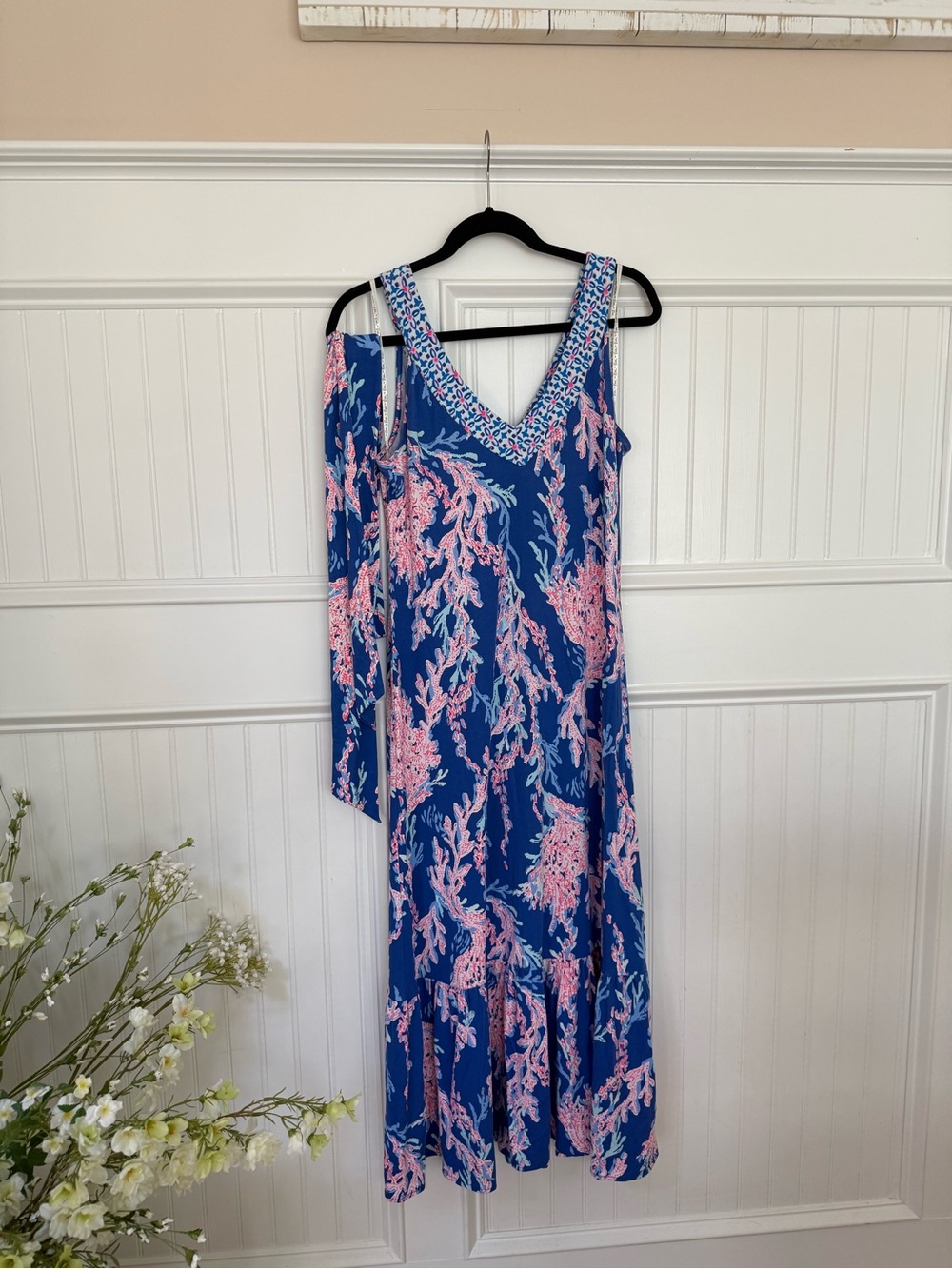 Lilly Pulitzer Midi Dress with Pink Coral Print